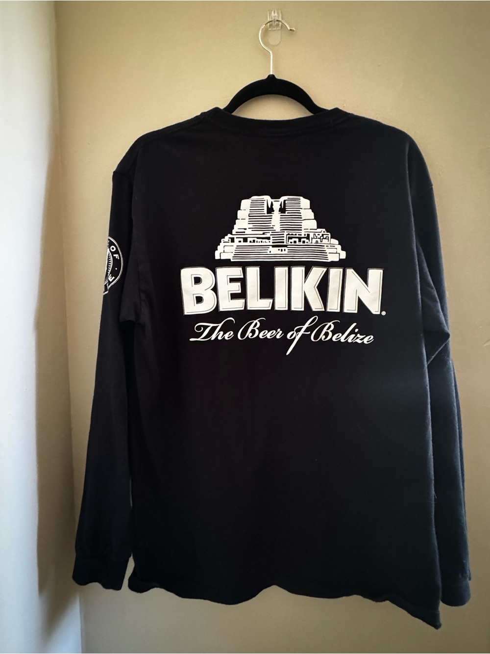 Belkin Beer Black Long-Sleeve Graphic Tee with White Logo